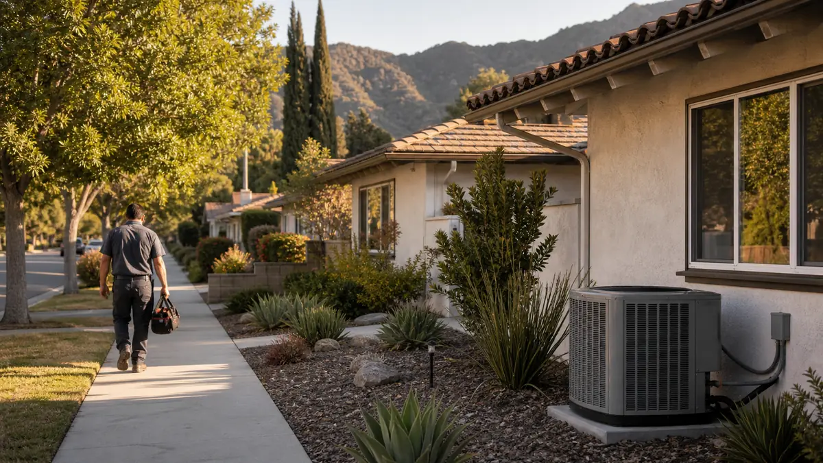 Mitsubishi service on a Carlton Terrace home near the Woodland Hills hillsides, 91364